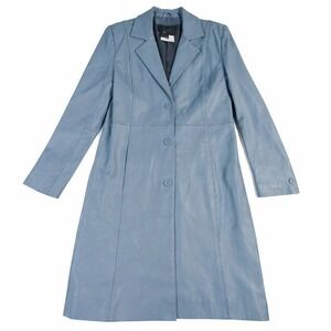 Vintage 90s Blue Leather Coat – Terry Lewis Classic Luxuries M 36"